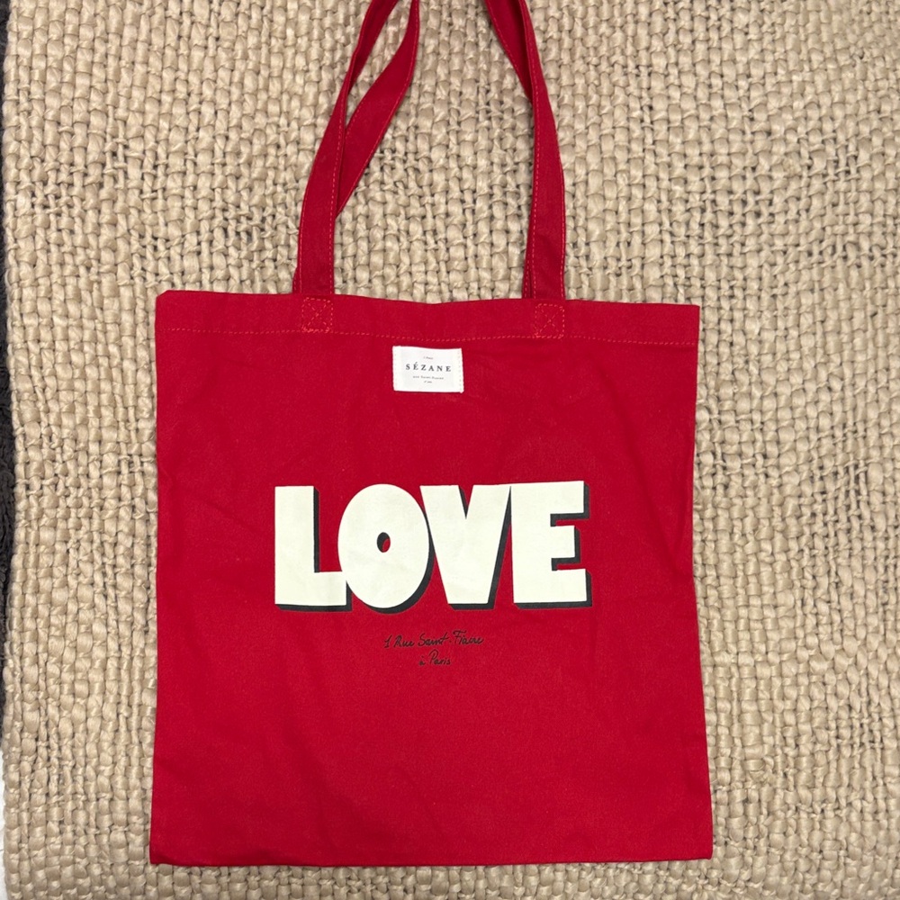 Sezane Red LOVE Tote Bag